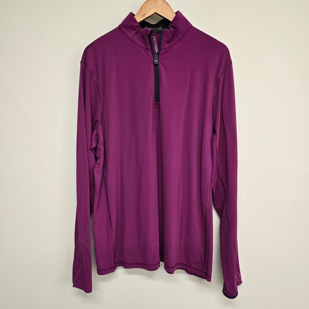 Greyson 1/4 Zip Pullover Men XL Purple Long Sleeve Performance Sporty Athleisure